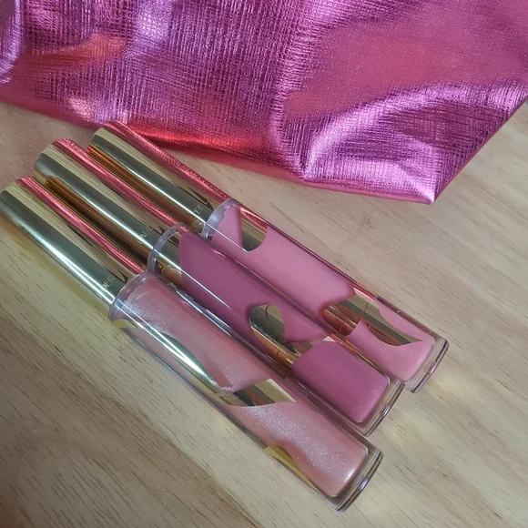 NEW Estee Lauder Pink Lip Gloss Collection Limited Edition 3 Pink Glosses + Bag* - Picture 3 of 8